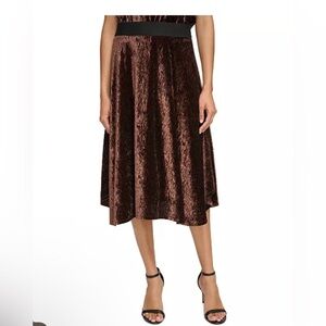 Calvin Klein Brown Velvet Midi Skirt